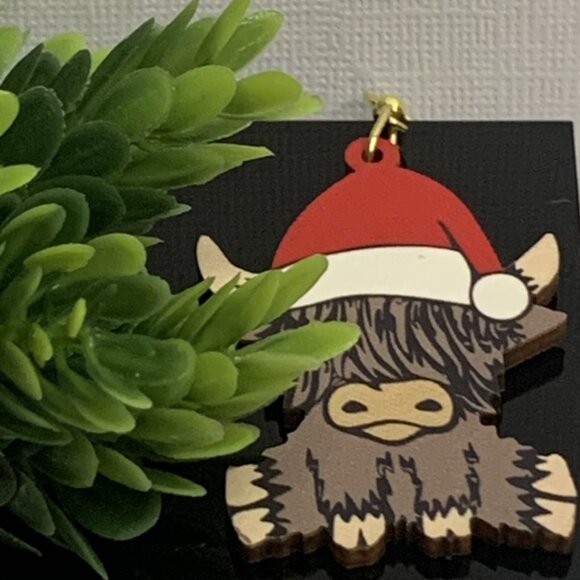 Bull Earring, Santa Earring, Christmas Earring, Cow Earring, Gift Idea, Holiday - Picture 1 of 4